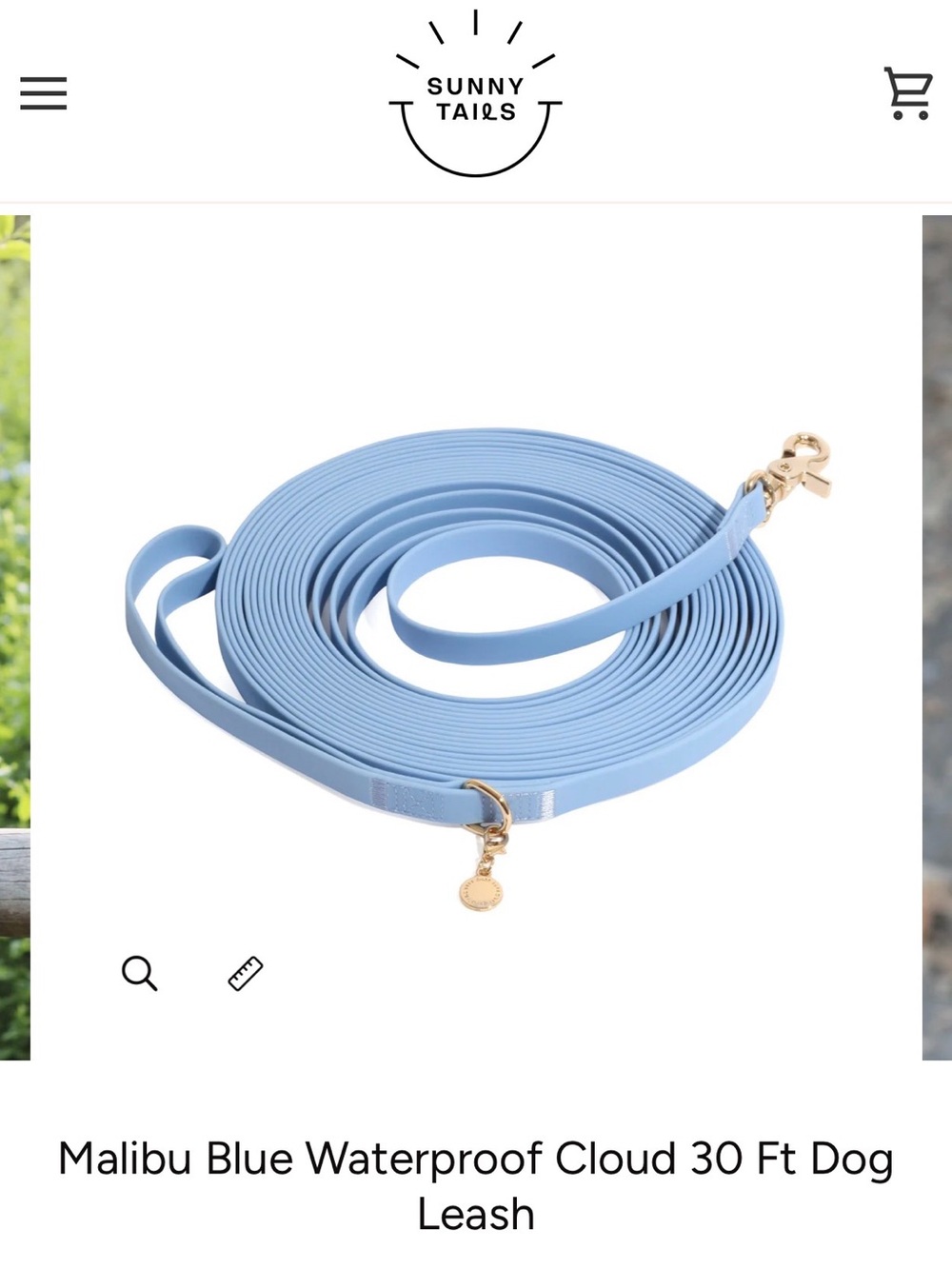 Malibu Blue Waterproof 30 ft Dog Leash